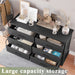 Double 6-Drawer Wood Storage Tower Organizer