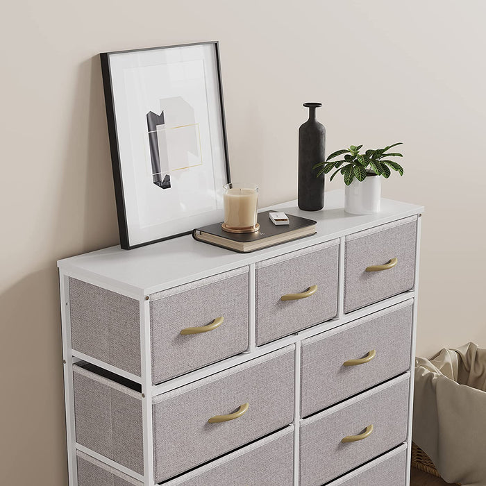 Tall Fabric Dresser of Chest with 9 Drawers