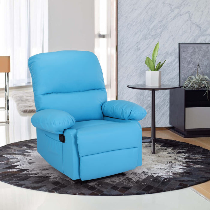 Massage Recliner Chair with Heat, Faux Leather, Bright Blue