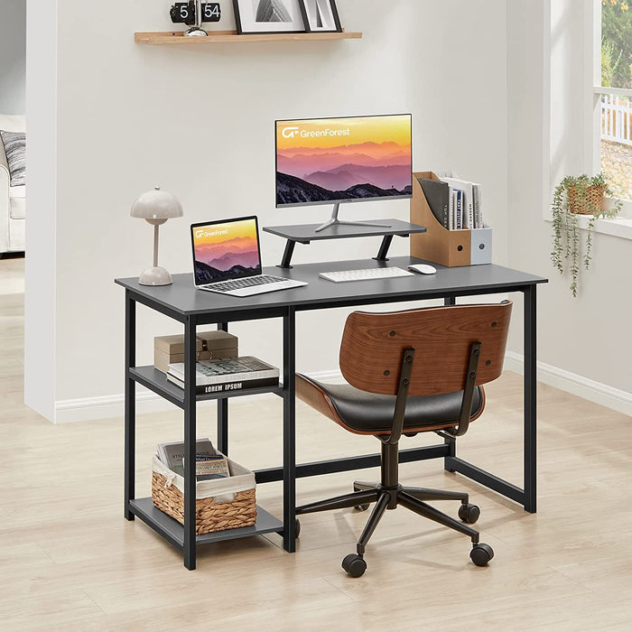 Small Grey Desk with Monitor Stand and Storage