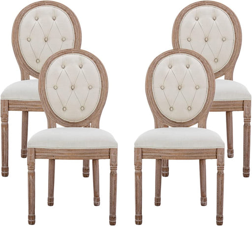 Set of 4 French Country Button Back Dining Chairs