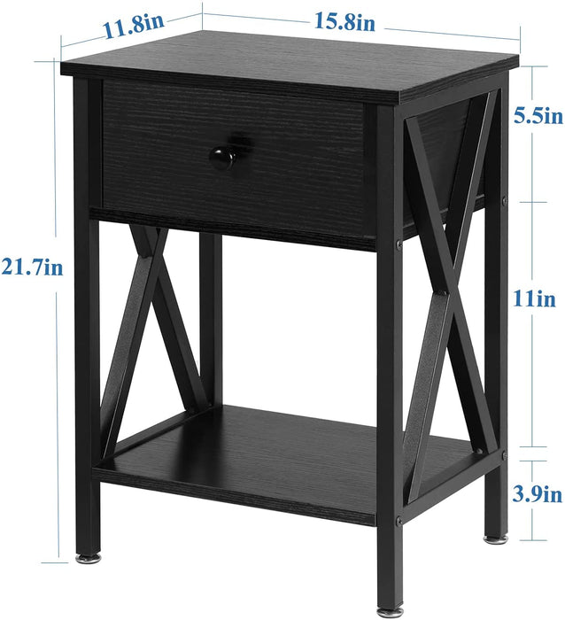 X-Design Nightstands with Bin Drawer Set of 2