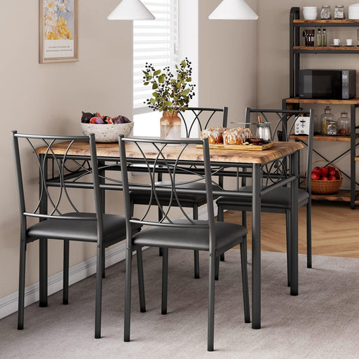 Rustic Brown Rectangular Dining Table Set for 4