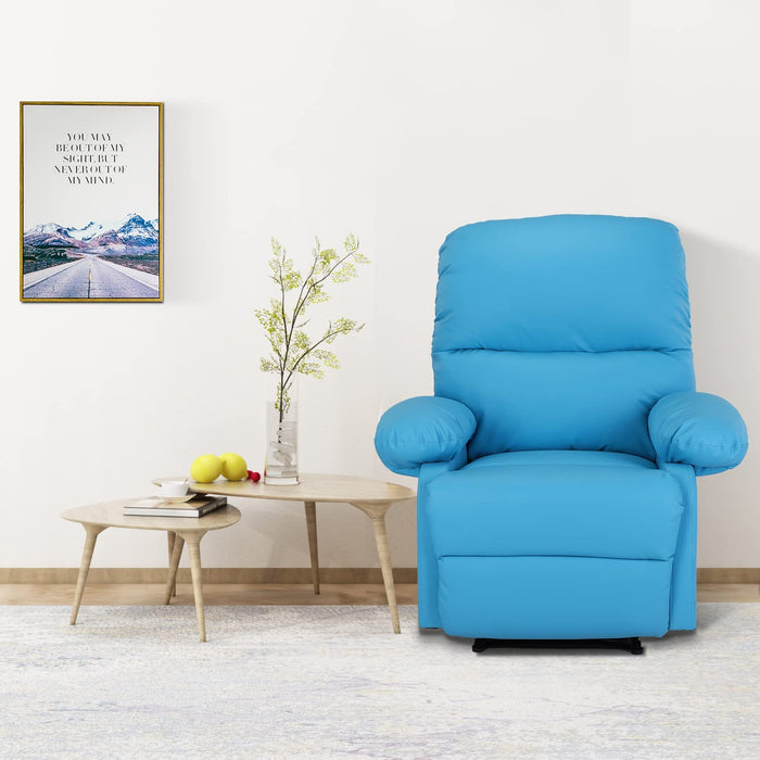 Massage Recliner Chair with Heat, Faux Leather, Bright Blue