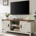 Antique White TV Stand with Barn Doors