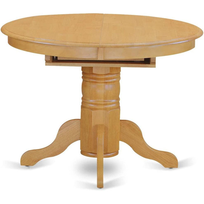 Oak Finish round Wood Dining Table