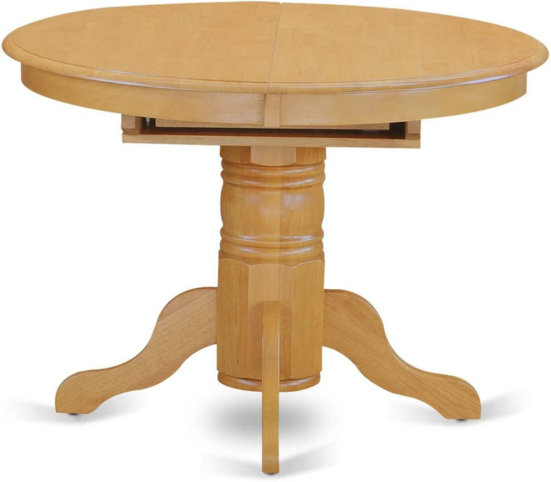 Oak Finish round Wood Dining Table