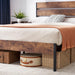 Full Rustic Wood Platform Bed Frame with Headboard