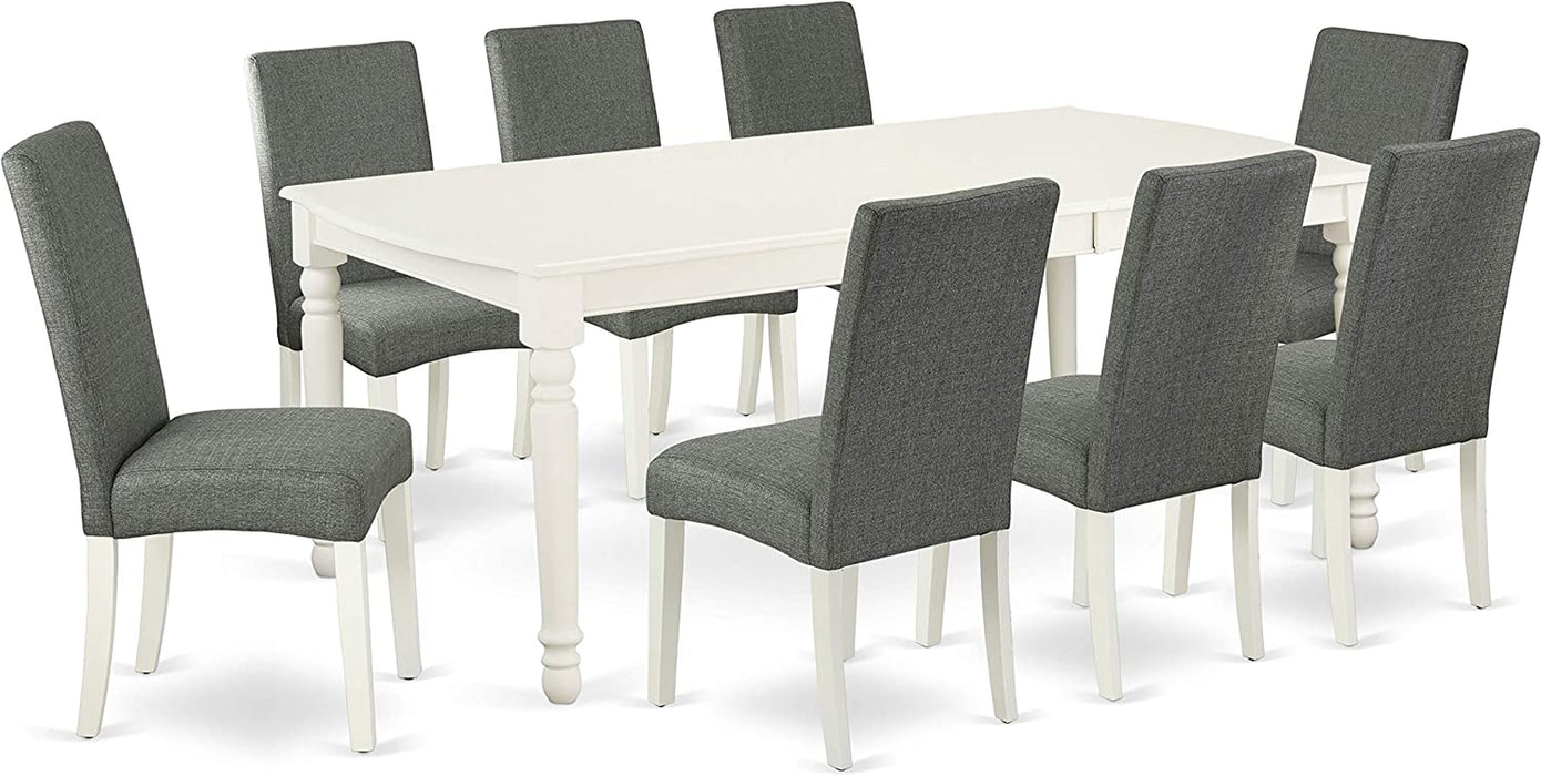 9-Piece Dining Room Table Set, White and Honey