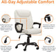 Padded Mid-Back Office Chair with Armrest - Cream