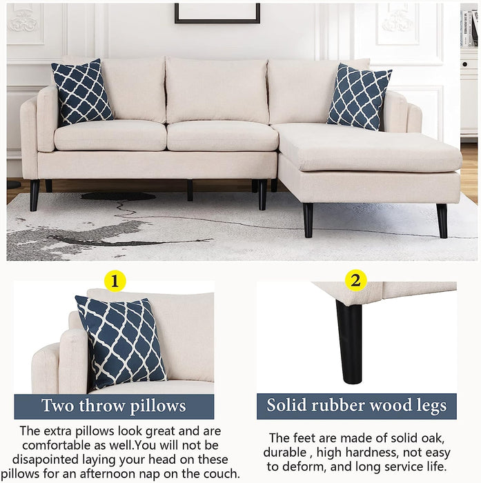 Beige Modern Upholstered L-Shape Sofa