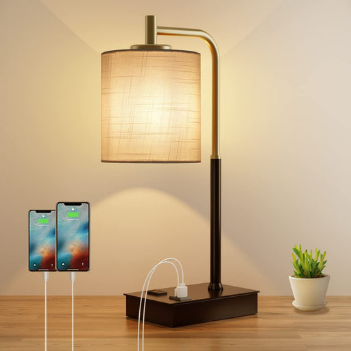 Touch Control Table Lamp with USB Port and Outlet