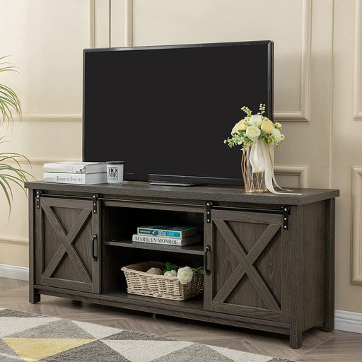 Rustic TV Stand with Sliding Barn Doors