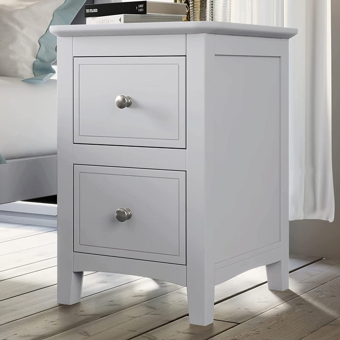 White Solid Wood 5-Piece Bedroom Furniture Set