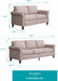2 Piece Upholstered Living Room Sofa Set, Sectional Sofa Couch with Nailhead Trim, Furniture Sets Including 3-Seater Sofa and Loveseat for Apartment/Living Room/Bedroom/Office (Beige)