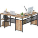 Rustic Industrial L-Shaped Office Desk with Shelves