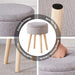 Grey Linen Ottoman with Tray Top and Wood Legs