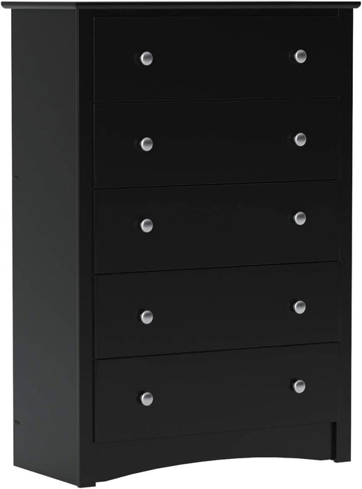 Sonoma 5-Drawer Black Chest for Bedroom