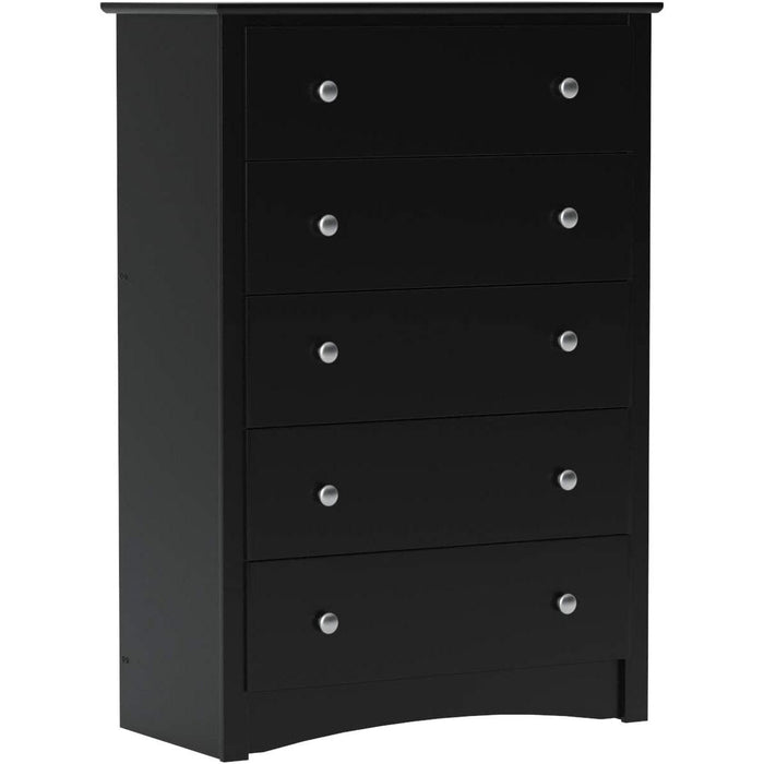 Sonoma 5-Drawer Black Chest for Bedroom
