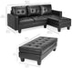 Brown L-Shape Sectional Sofa Set with Ottoman