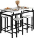 Modern Dining Table Set for 4, White Statuario