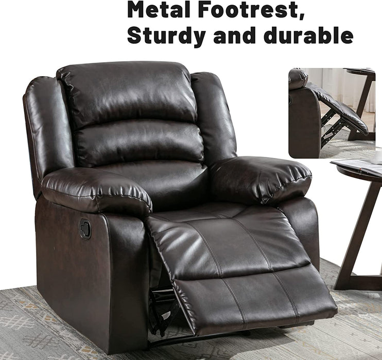 Manual Recliner Chair, Breathable Faux Leather (Brown)