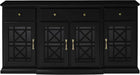 Modern Wood Glass-Buffet-Sideboard, 60", Black