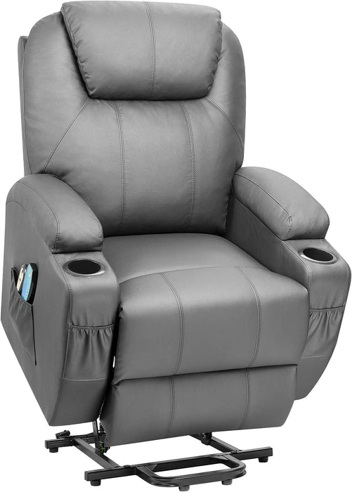 Gray Power Lift Recliner with Massage & Heat