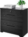 Black Wood File Cabinet with Lock and Anti-Tilt