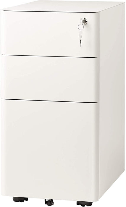 Slim 3-Drawer File Cabinet, White, Legal/Letter Size