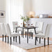 Button Tufted Leather Seat Dining Chairs (Set of 6, White)
