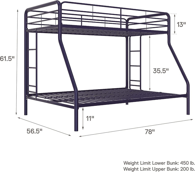 Twin Metal Bunk Beds, 2 Ladders, Black