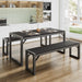 Rustic 3-Piece Dining Table Set with Benches