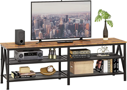 Industrial TV Cabinet with 3-Tier Shelves