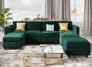 Green Velvet Modular Sofa with Storage and Chaise
