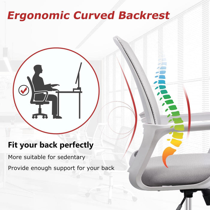 Ergonomic Grey Mesh Desk Chair with Wheels