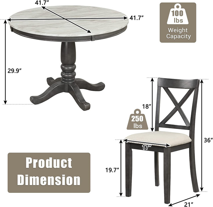 5-Piece round Dining Table Set