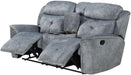 Silver Gray Fabric Motion Loveseat with Console