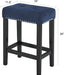 Blue Velvet Bar Table with 3 Stools, Faux Marble