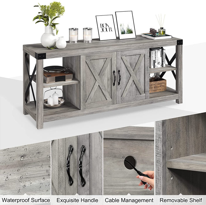 Farmhouse Grey TV Stand for 65″ TV