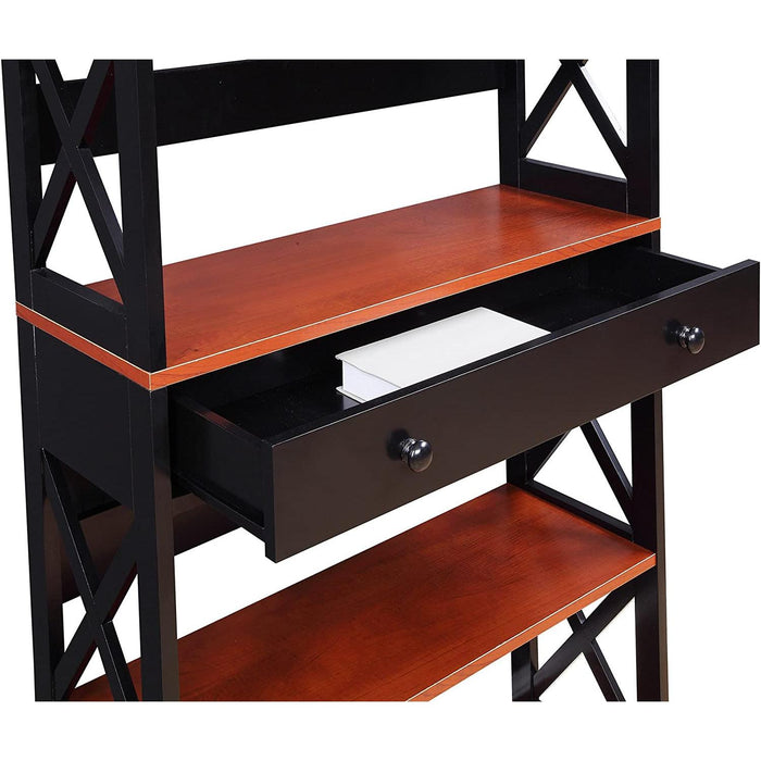 Cherry/Black Oxford Bookcase with Drawer (5 Tier)