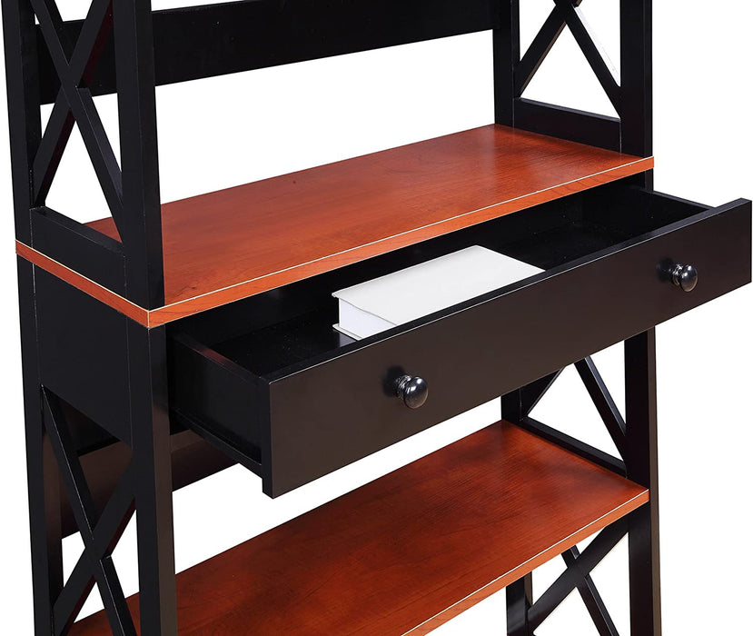 Cherry/Black Oxford Bookcase with Drawer (5 Tier)