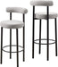 Set of 2 Upholstered Boucle Bar Stools