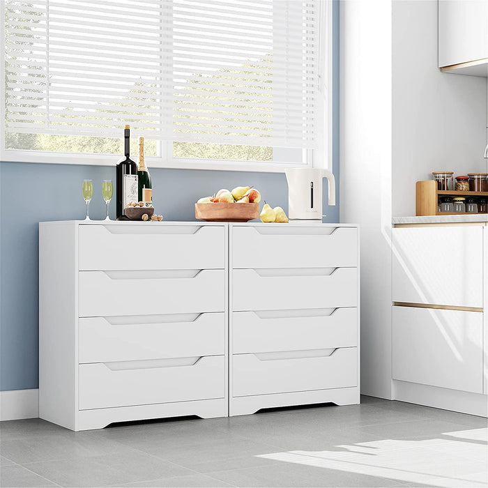 Modern 4 Drawer Dresser, White, Clothing Organizer