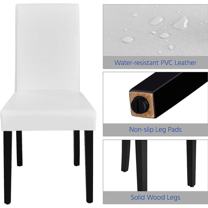 Set of 4 Modern Parson Chairs, Faux Leather, White