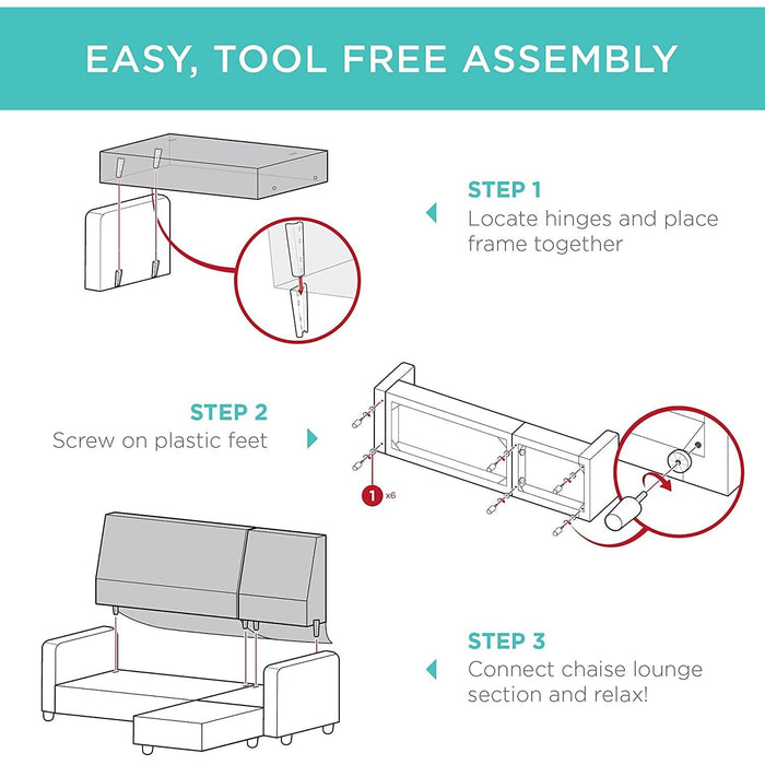 Compact Gray Linen Sectional Sofa with Chaise Lounge