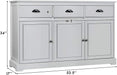 Gray Kitchen Dining Room Storage Sideboard Buffet with Cabinets and Drawers
