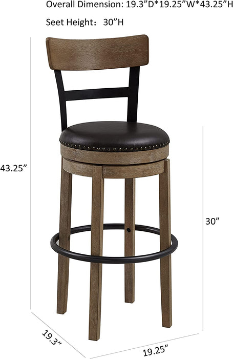 Swivel Pub Height Barstool, Light Brown, 29 Inch