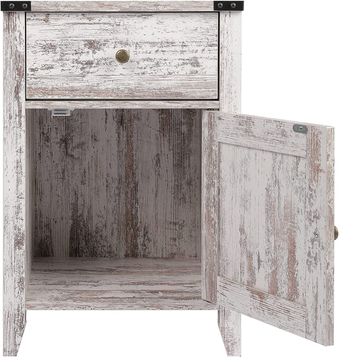 Barnwood Rustic Nightstand, White