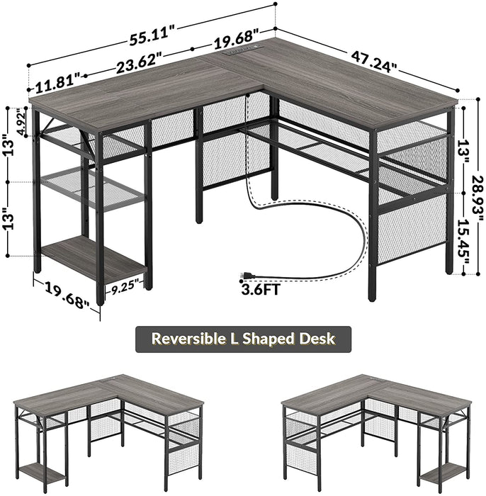 Modern L-Shaped Desk W/ Power Outlet